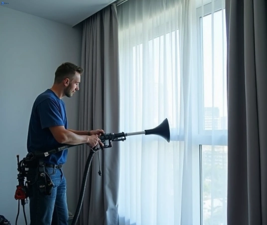 Professional curtain steam cleaning process equipment Matty Curtain Cleaning bahrs-scrub